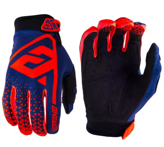Guantes dedo completo rojo con azul