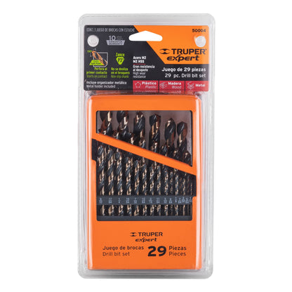 TRUPER Juego de 29 brocas HSS para metal en estuche EXPERT