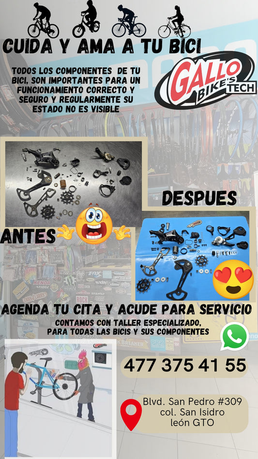 ¿CÓMO CUIDO MI BICI?   DALE MANTENIMIENTO, SERVICIO Y CUIDADO CONAS MANOS EXPERTAS, QUE TODAS LAS BICIS LAS DEJAN 💯 Gallo Bikes's tech