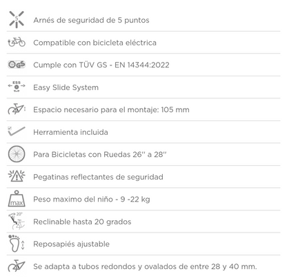 Silla para bici porta bebe/niño POLISPORT wallaby max 22kg    Z5O
