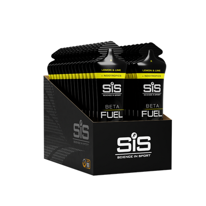 Gel SIS Beta Fuel nootropics sabor lima limón caja con 30pz de 60ml