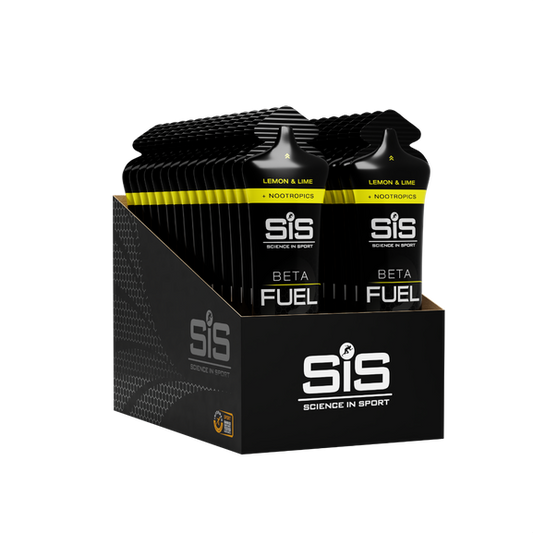 Gel SIS Beta Fuel nootropics sabor lima limón caja con 30pz de 60ml