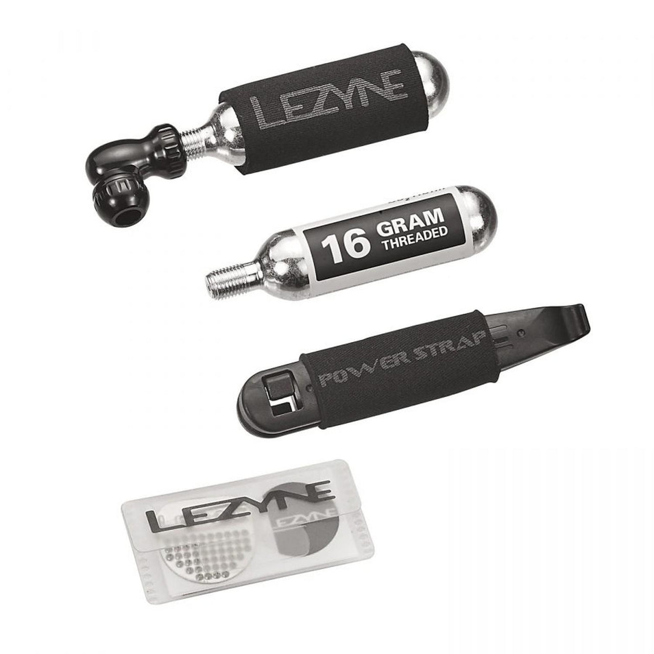 Kit lezyne de  parches, desmontadores y CO2 16gr