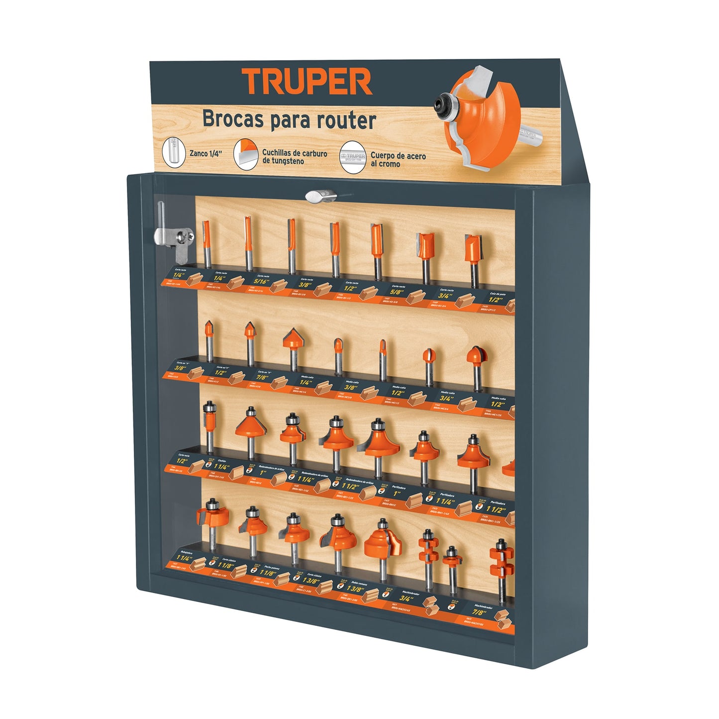 TRUPER Expositor con 30 brocas para router