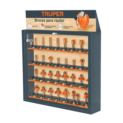TRUPER Expositor con 30 brocas para router