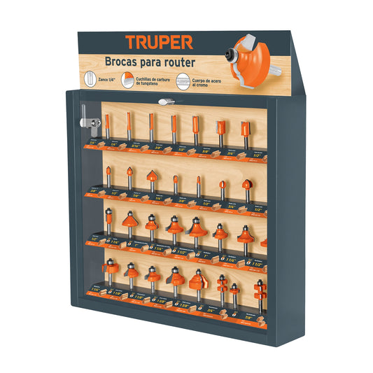 TRUPER Expositor con 30 brocas para router