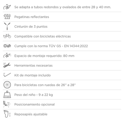 Silla para bici porta bebe/niño POLISPORT kookah   22kg  Z5O