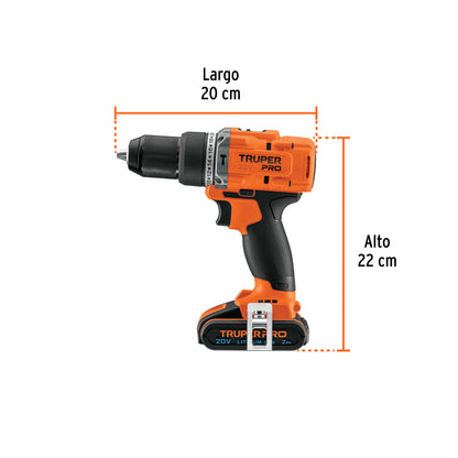 TRUPER Rotomartillo/destornillador 1/2 pulgadas 20V con 2 baterías 2Ah PRO