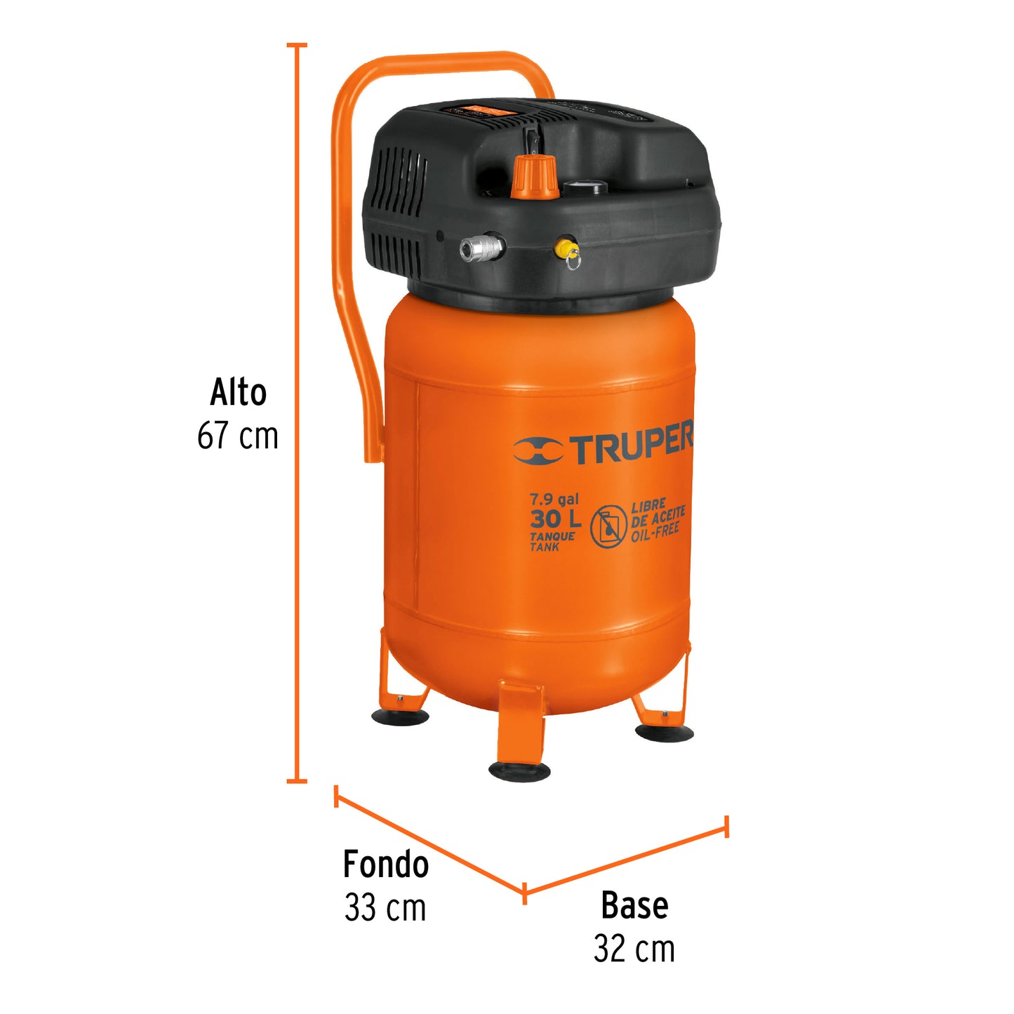 TRUPER Compresor libre de aceite 30L 3HP vertical 127V