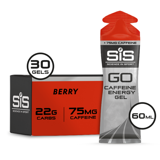 Gel SIS Go Energy + cafeína  sabor baya caja con 30pz de 60ml