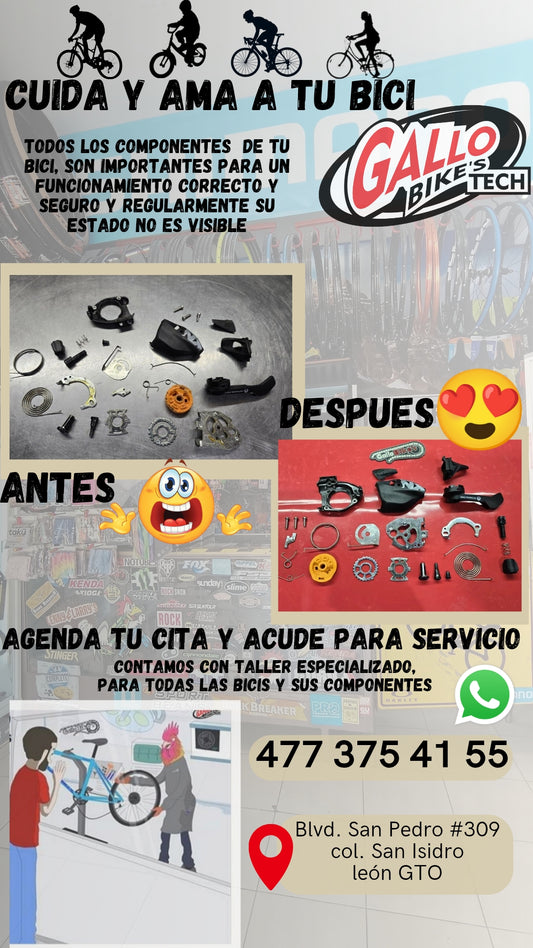 ¿CÓMO CUIDO MI BICI?   DALE MANTENIMIENTO, SERVICIO Y CUIDADO CONAS MANOS EXPERTAS, QUE TODAS LAS BICIS LAS DEJAN 💯 Gallo Bikes's tech