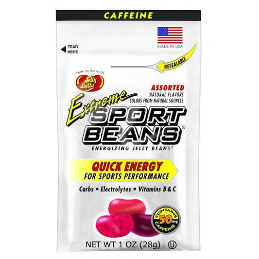 Sport beans sabores surtidos, con cafeína caja con 24 pz de 28gr