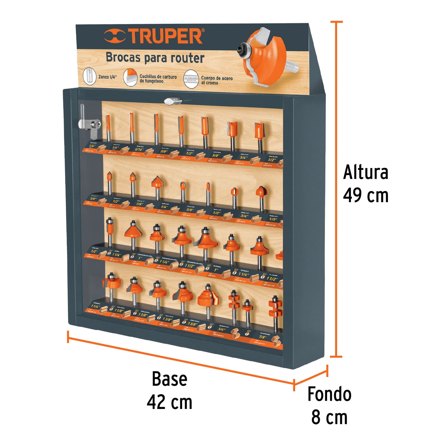 TRUPER Expositor con 30 brocas para router
