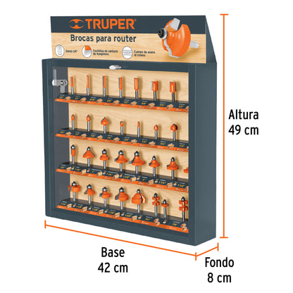 TRUPER Expositor con 30 brocas para router
