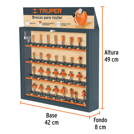 TRUPER Expositor con 30 brocas para router