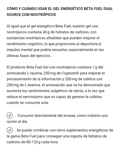 Gel SIS Beta Fuel Nootropics sabor manzana caja con 30pz de 60ml