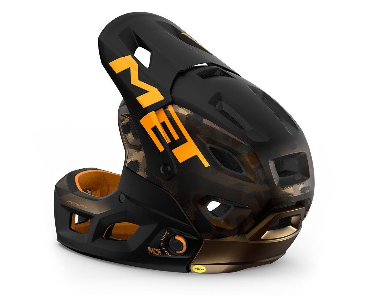 Casco MET Parachute full face desmontable 2 en 1 bronce y naranja