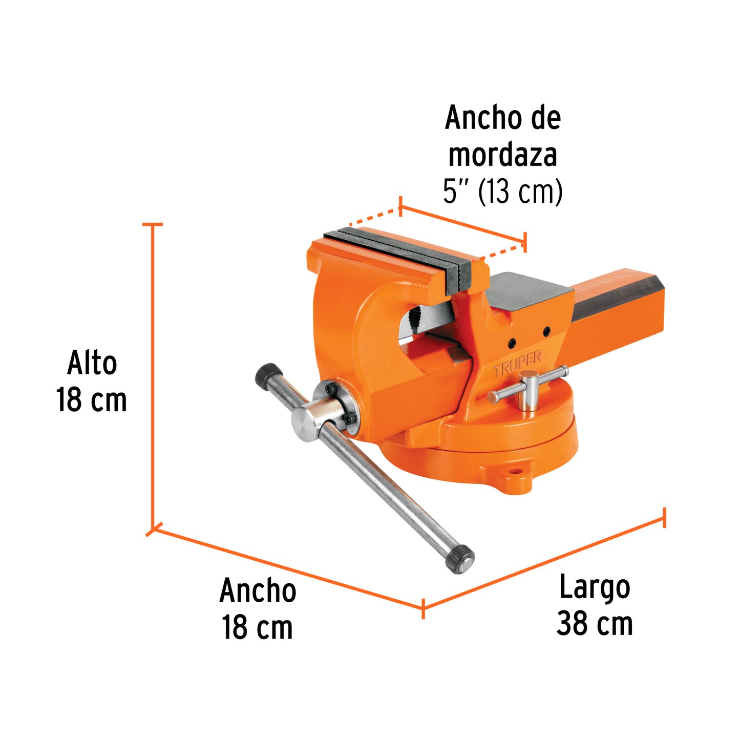 TRUPER Tornillo de banco 5pulgadas industrial de hierro dúctil EXPERT