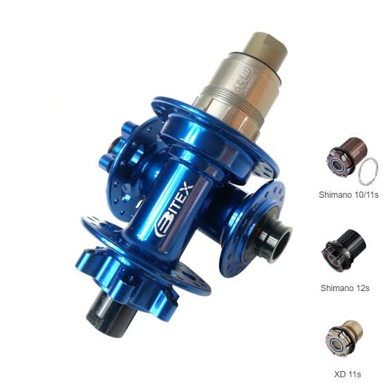 Mazas BITEX azul aluminio 6T  28h QRx141mm y 15x110