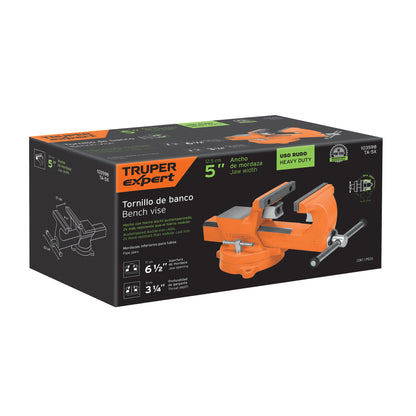 TRUPER Tornillo de banco 5pulgadas industrial de hierro dúctil EXPERT