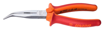 UNIOR Alicate con puntas semi redondas, boca curva con corte y grip asilado 170mm