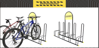 Rack de piso / parador estacionamiento "h" 5 bicis con espacio para publicidad