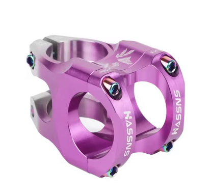 Potencia / poste de manubrio en aluminio 31.8x35mm morado / plata