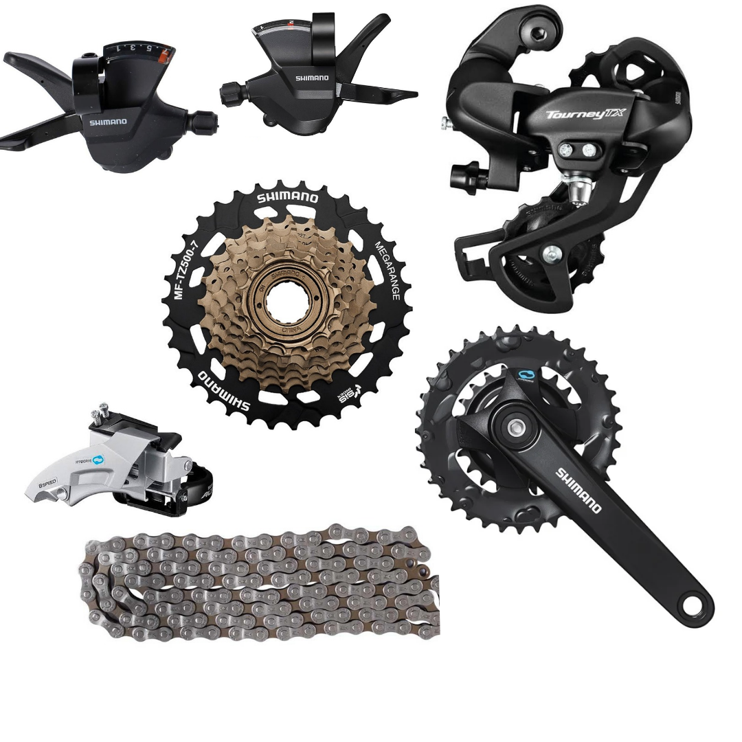 Transmisión 2x7 shimano  grupo armado  de cambios 22-36t x 14/34