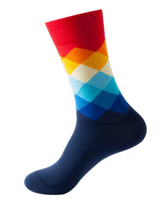 Calcetas para ciclismo algodón rombos, multi color