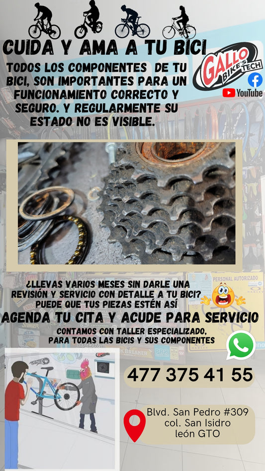 ¿CÓMO CUIDO MI BICI?   DALE MANTENIMIENTO, SERVICIO Y CUIDADO CONAS MANOS EXPERTAS, QUE TODAS LAS BICIS LAS DEJAN 💯 Gallo Bikes's tech