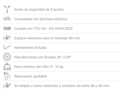 Silla para bici porta bebe/niño POLISPORT bilby jr  delantera max 15kg   Z5O