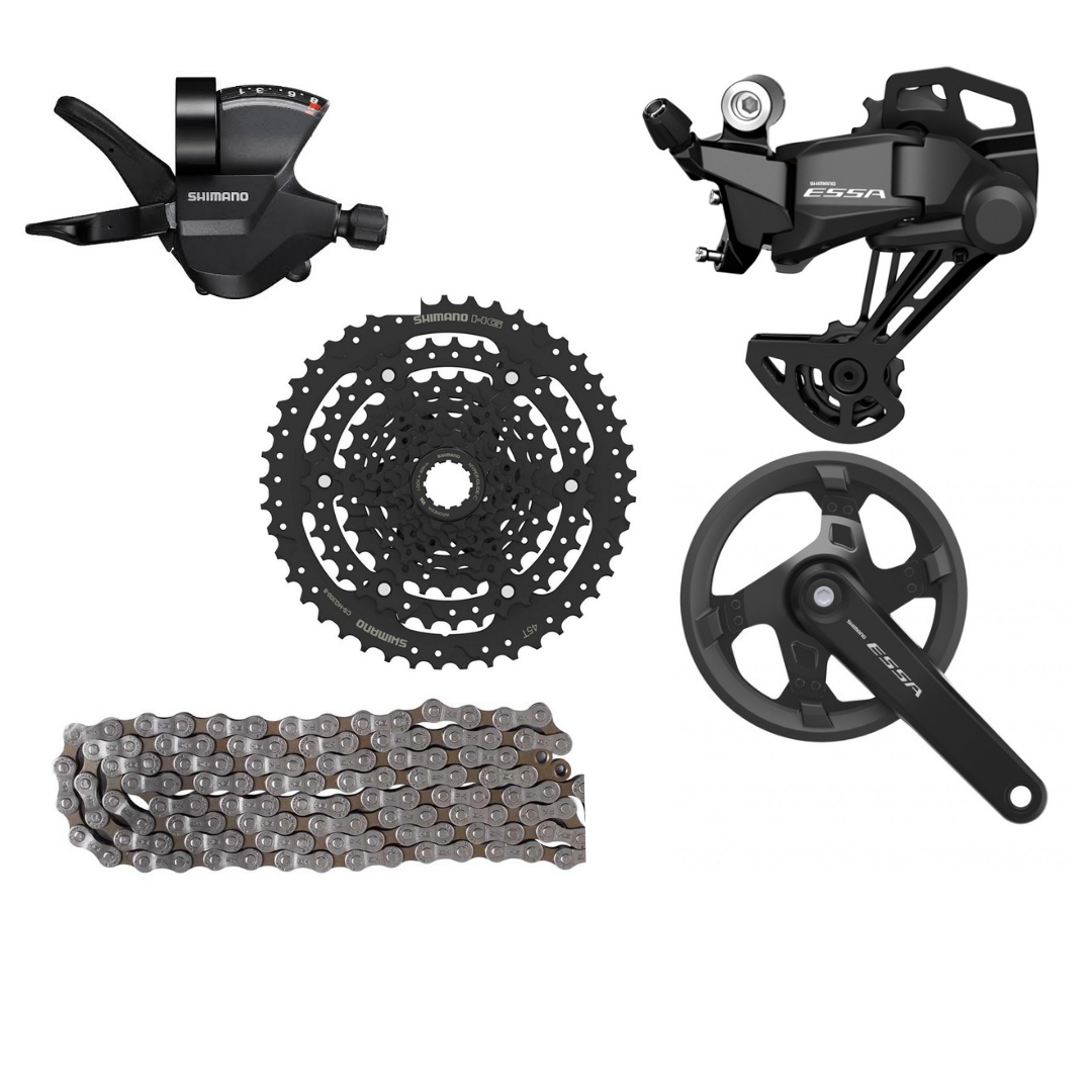 Transmisión 1x8 shimano Essa grupo de cambios 40t x 11/45 armada