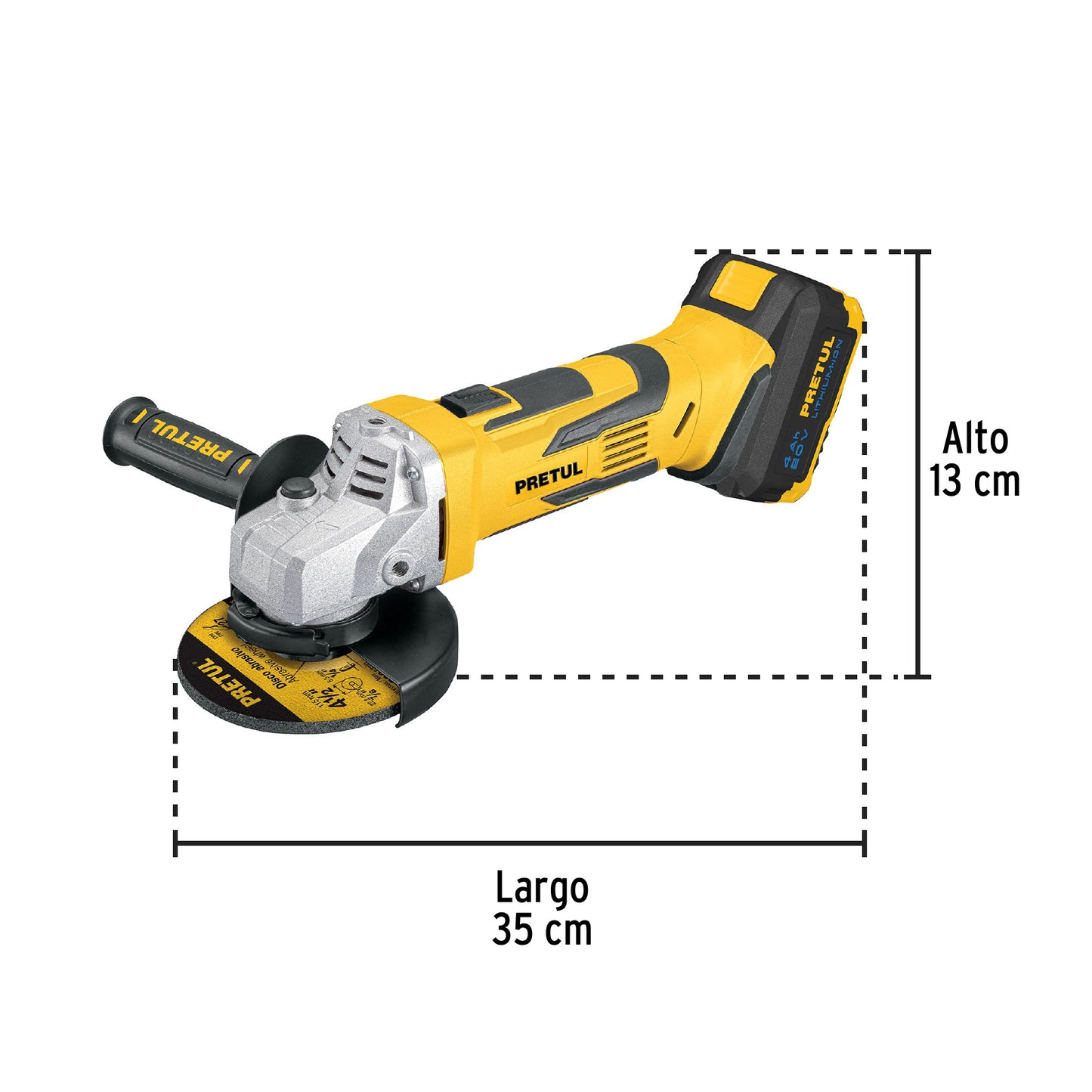 PRETUL esmeriladora 4-1/2 pulgadas de  20V con 1 batería 4Ah