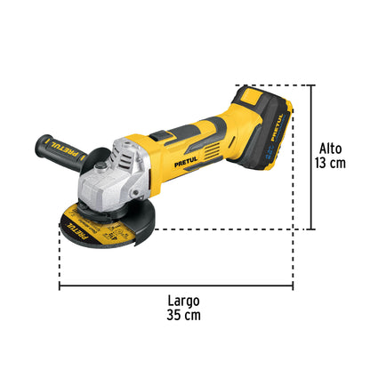 PRETUL esmeriladora 4-1/2 pulgadas de  20V con 1 batería 4Ah