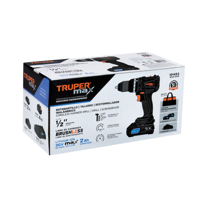 TRUPER Rotomartillo 1/2pulhadas  20V 2 baterías 2Ah MAX