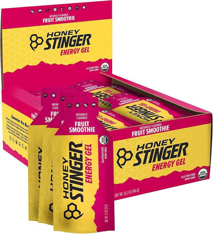 Gel honey stinger sabor batido de frutas caja 24pz de 32gr