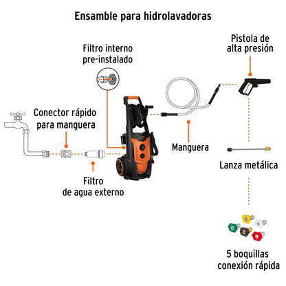 TRUPER Hidrolavadora eléctrica 2000 PSI, motor de inducción, EXPERT