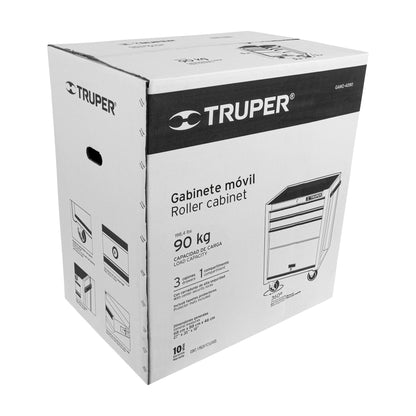 TRUPER Gabinete metálico móvil 4 cajones capacidad 90 kg