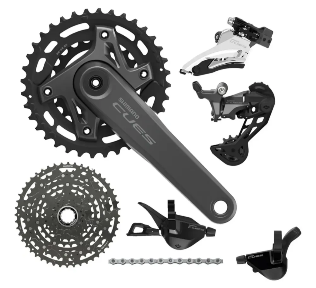 Transmisión 2x10 shimano cues, grupo de cambios 22/36 x 11/39 armada