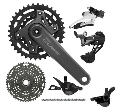Transmisión 2x10 shimano cues, grupo de cambios 22/36 x 11/39 armada