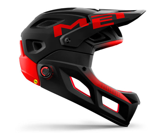 Casco MET Parachute full face desmontable 2 en 1 negro / rojo