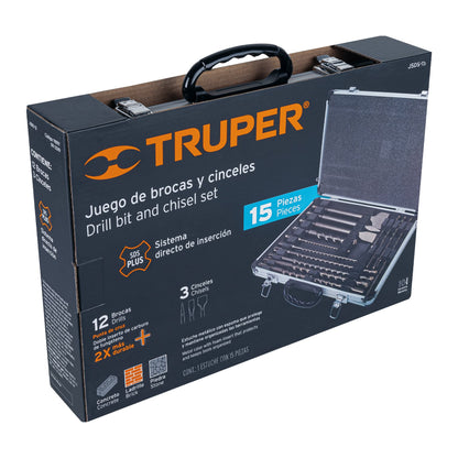 TRUPER Juego de 15 brocas y cinceles SDS Plus en estuche