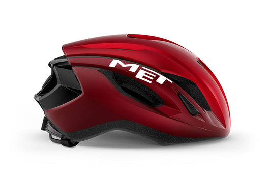 Casco MET strale rojo con negro