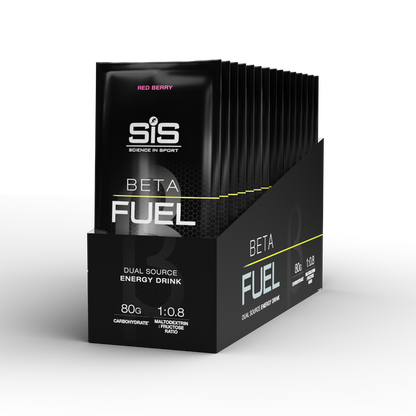 Polvo diluible en agua SIS Beta Fuel 80 sabor baya roja  caja de 15pz de 82gr