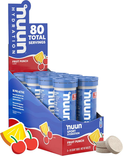 Nuun electrolitos diluible en agua, sabor ponche de frutas caja 8 tubos de 10pz c/u