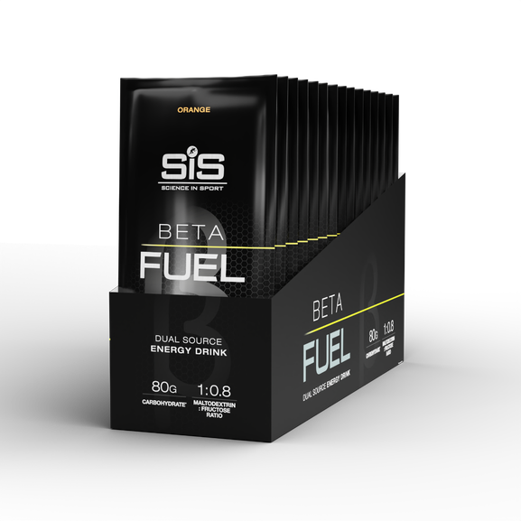 Polvo diluible en agua SIS Beta Fuel 80 sabor naranja caja de 15pz de 82gr