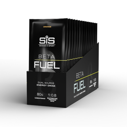 Polvo diluible en agua SIS Beta Fuel 80 sabor naranja caja de 15pz de 82gr