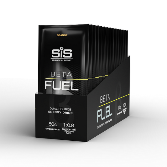 Polvo diluible en agua SIS Beta Fuel 80 sabor naranja caja de 15pz de 82gr