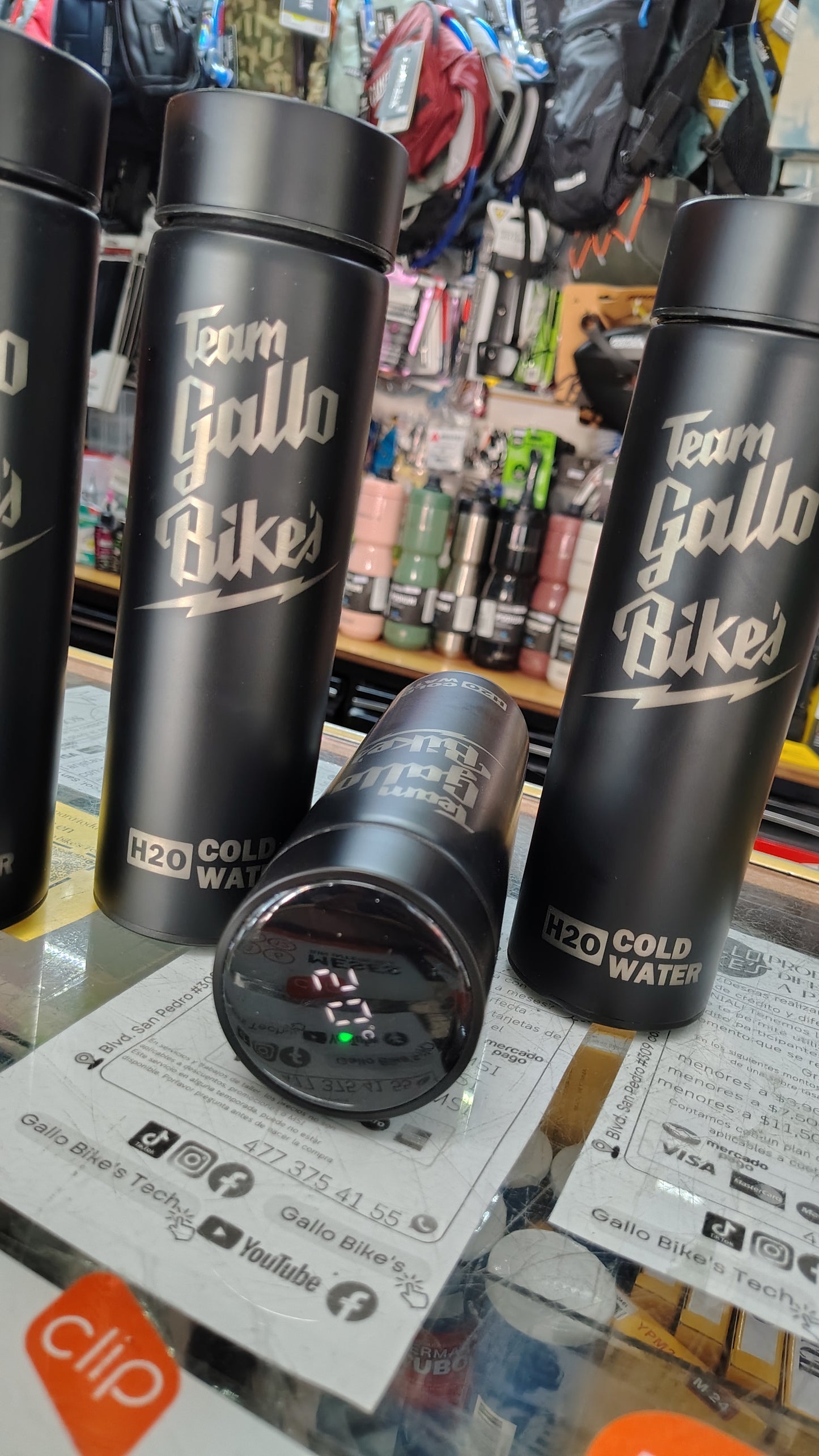 Termo de acero inoxidable merch Gallo Bike's / agua fría