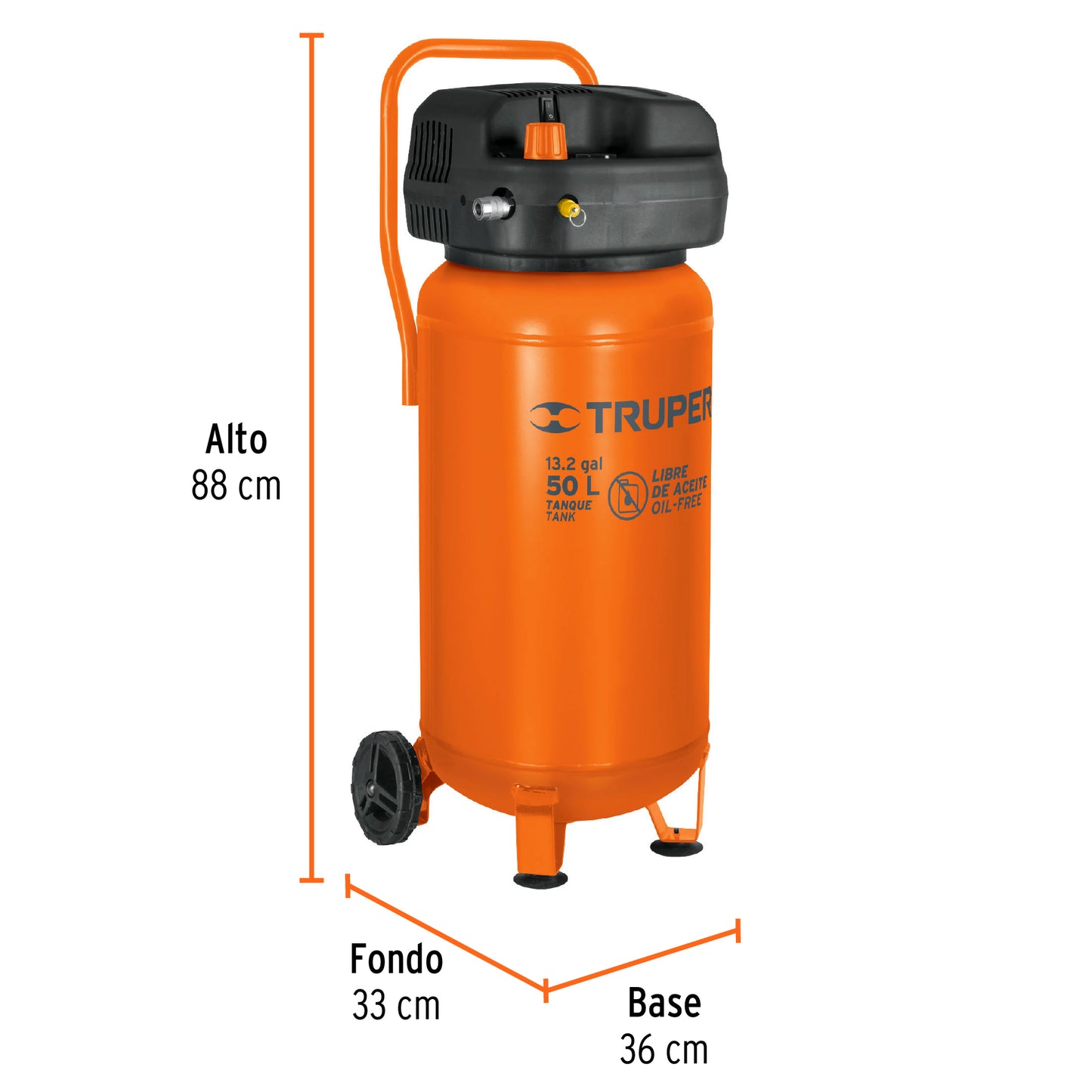 TRUPER Compresor libre de aceite 50L 3HP vertical 127V